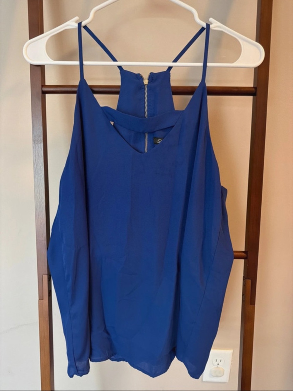 Shinestar Cobalt Blue Strappy Chiffon Cami